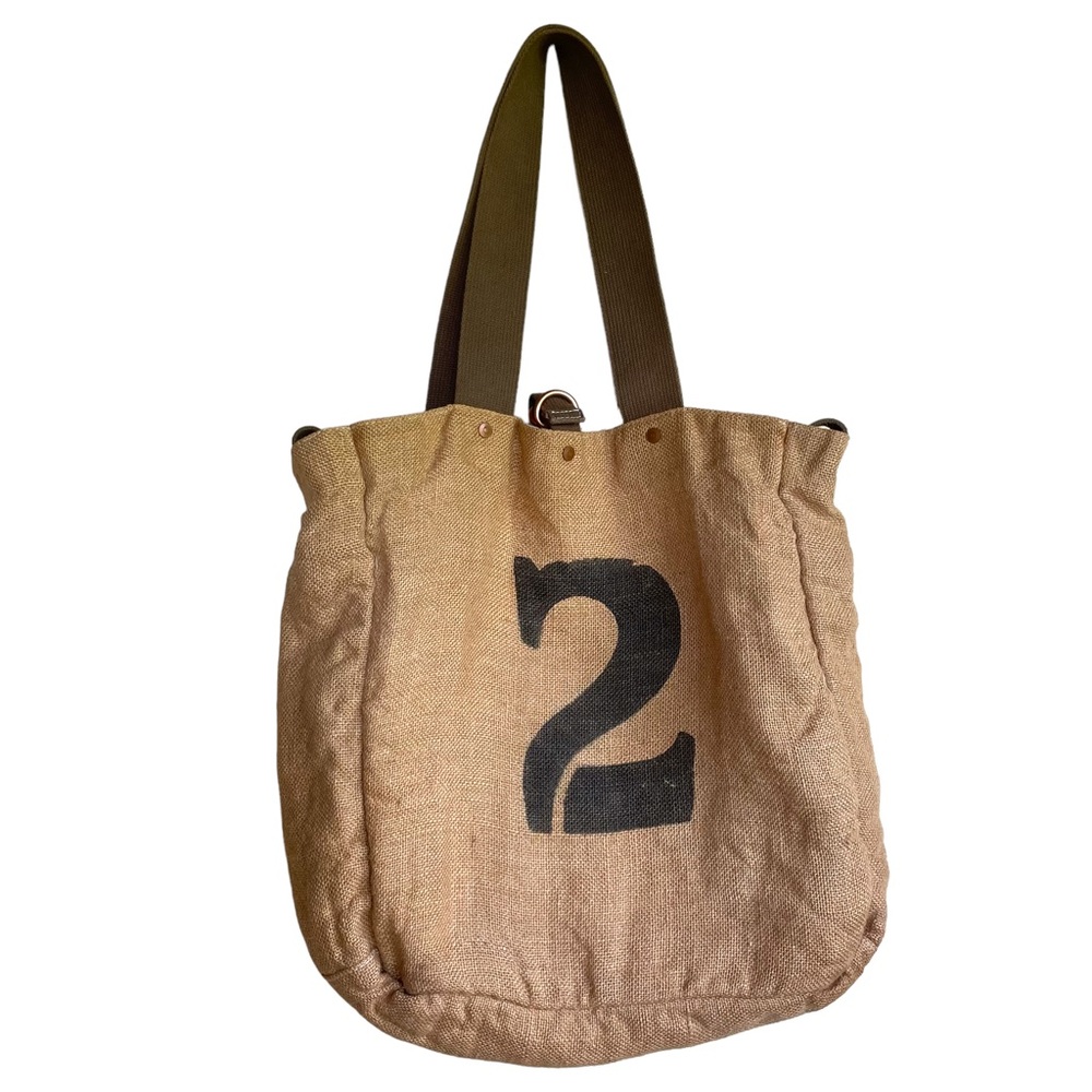Feed Burlap Tote Bag Reversible With Canvas Straps - image 4